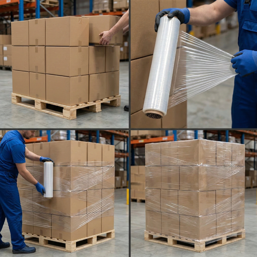 Industrial Pallet Wrapping Process